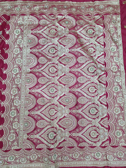 MAROON ZARDOZI ZARKAN BANARASI SAREE