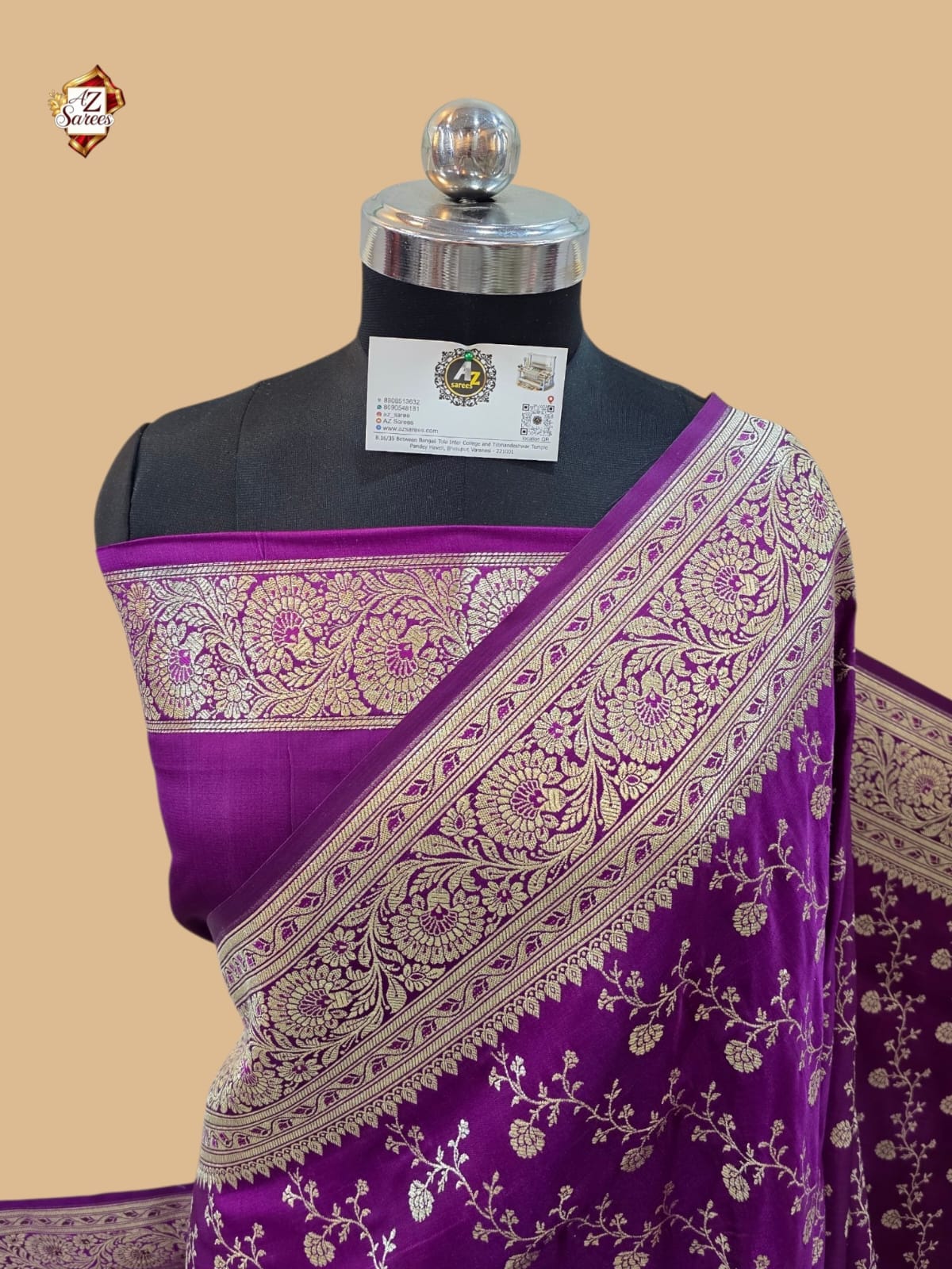 Purple katan Banarasi silk