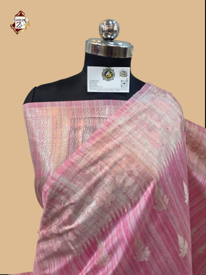 Pink Banarasi Ghicha Saree