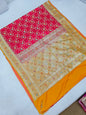 Red Zarkan Swarovski Banarsi Katan Saree