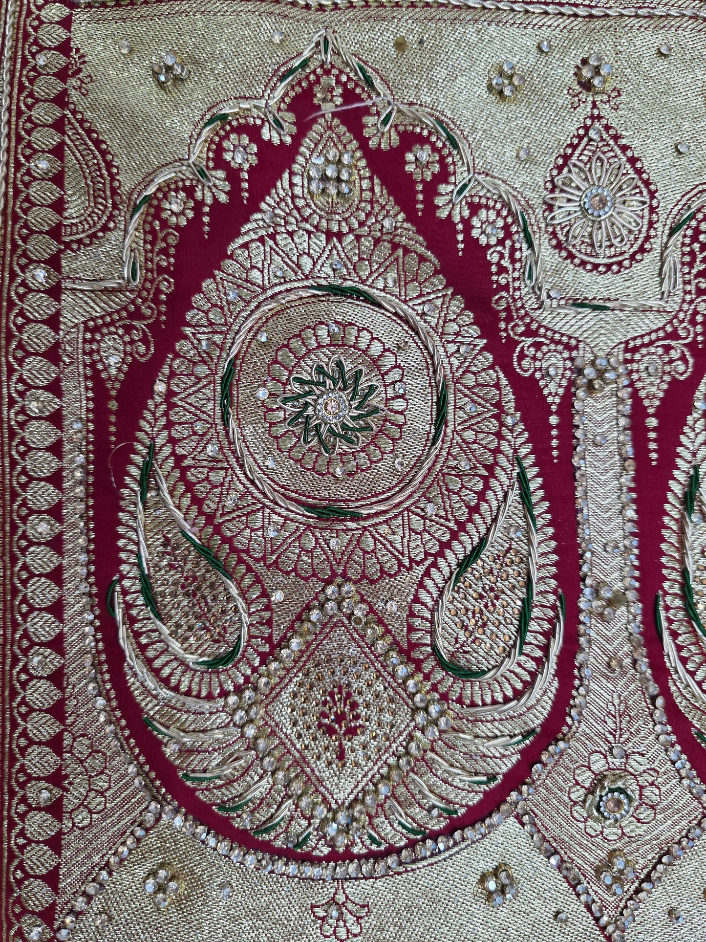Maroon Zardozi Zarkan Banarasi Katan Saree