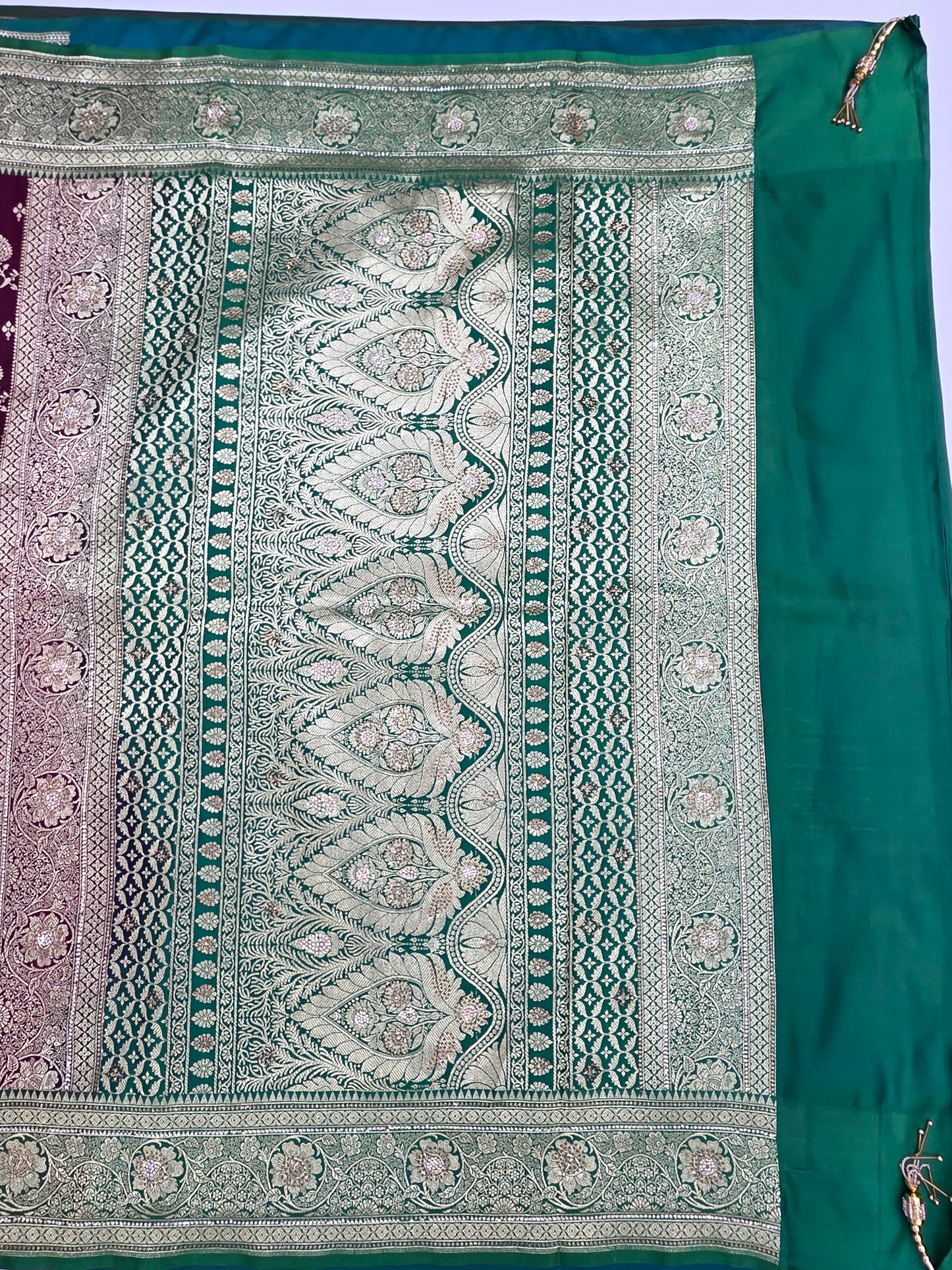 Wine Zarkan Swarovski Banarasi Saree