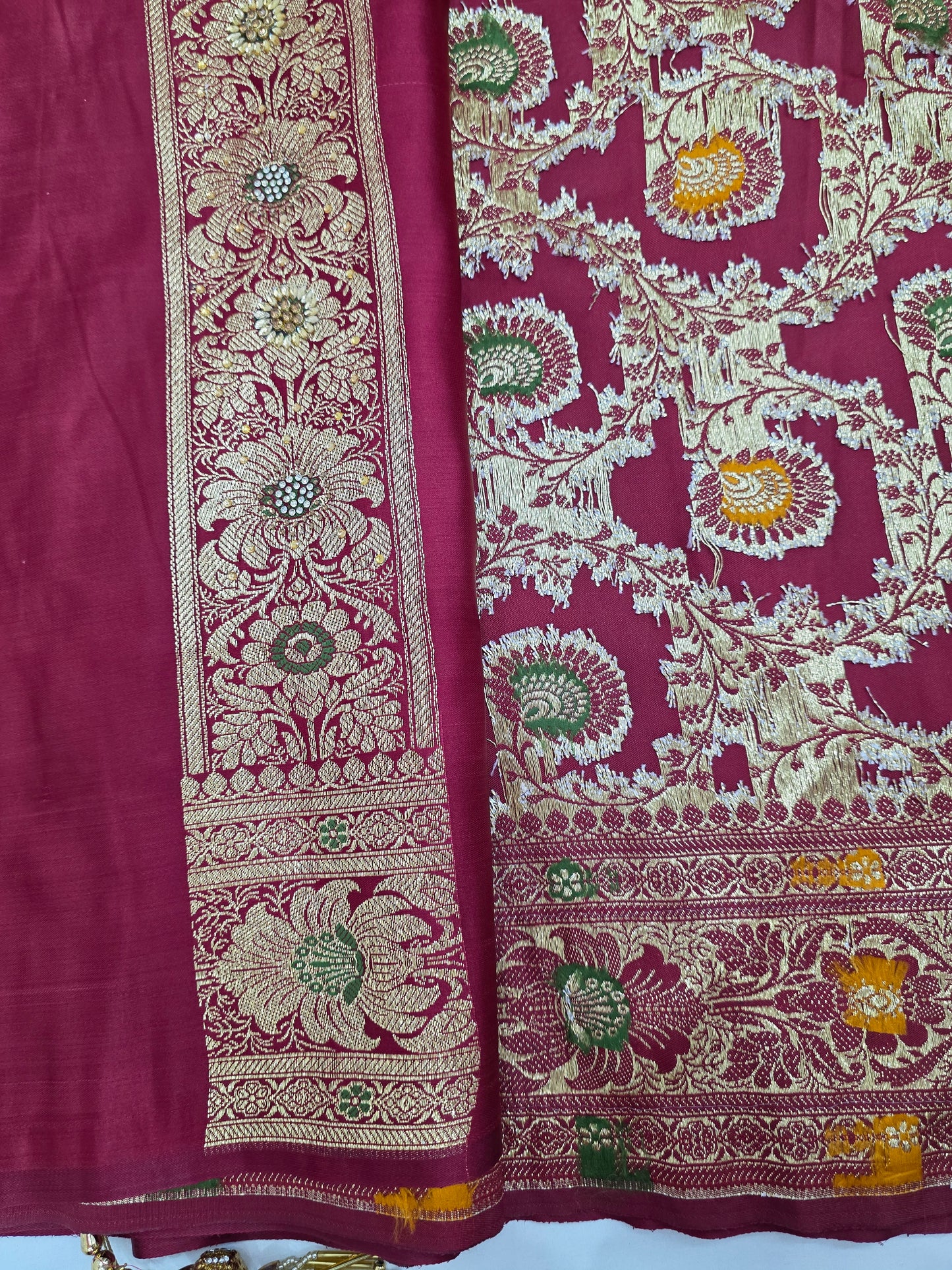 Maroon Cutdana Banarasi Saree