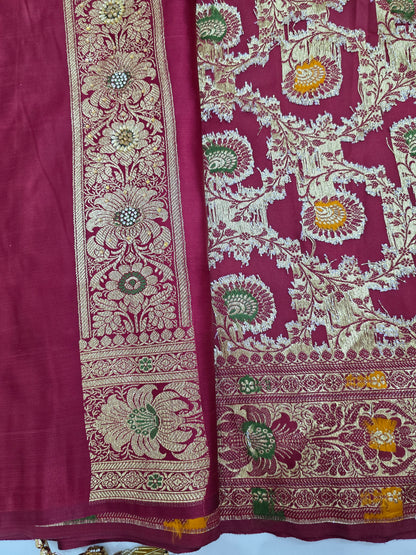 Maroon Cutdana Banarasi Saree
