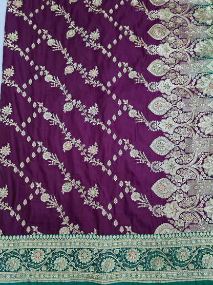 Purple Zardozi Cutdana Banarasi Saree