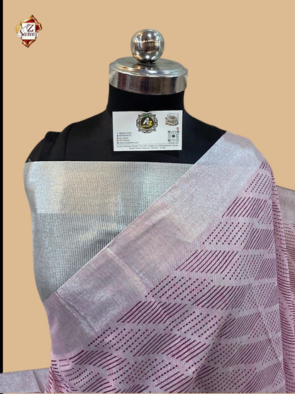 Pink Banarasi printed saree