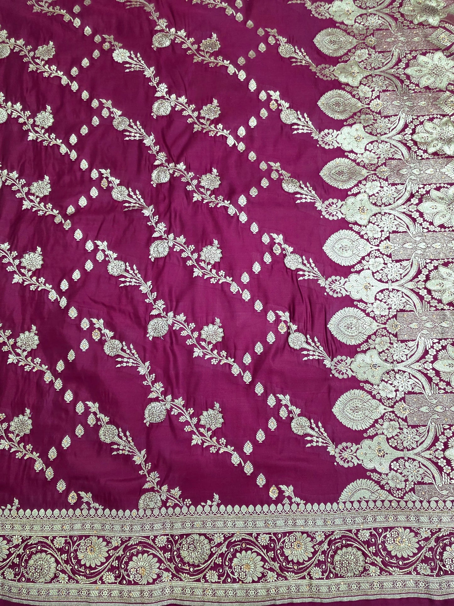 Maroon Moti Banarasi Saree