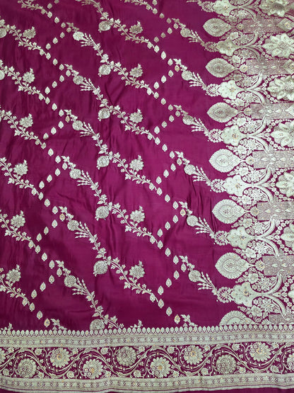 Maroon Moti Banarasi Saree