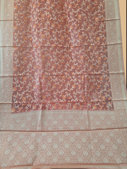 Peach Banarasi Silk Saree