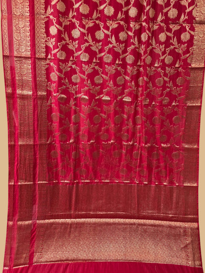 Red Banarasi silk saree