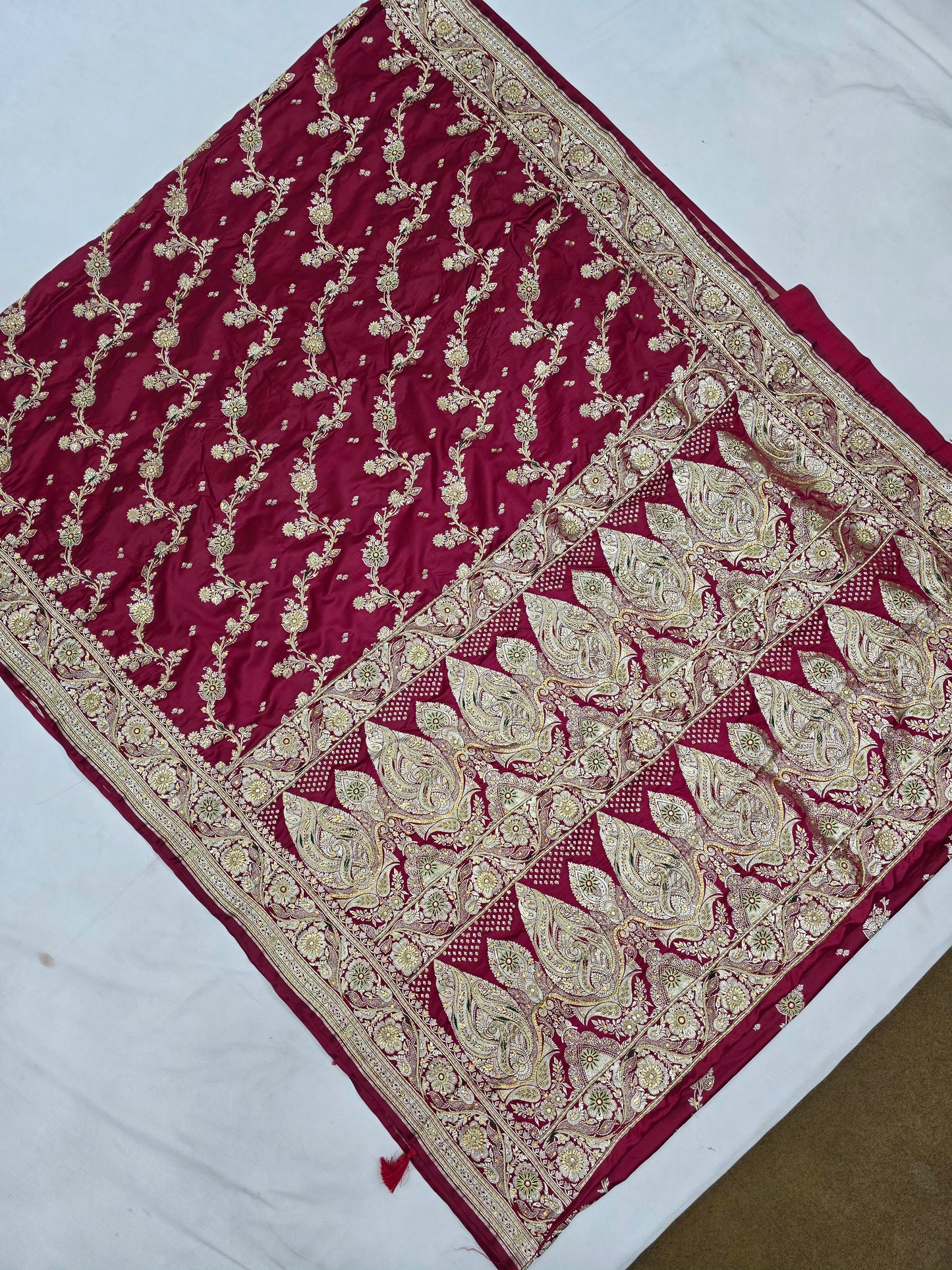 Maroon Zardozi Stone Banarasi Saree