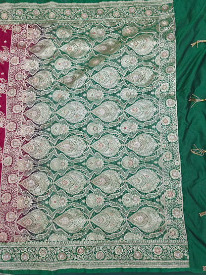 Maroon Zardozi Zarkan Banarasi Saree