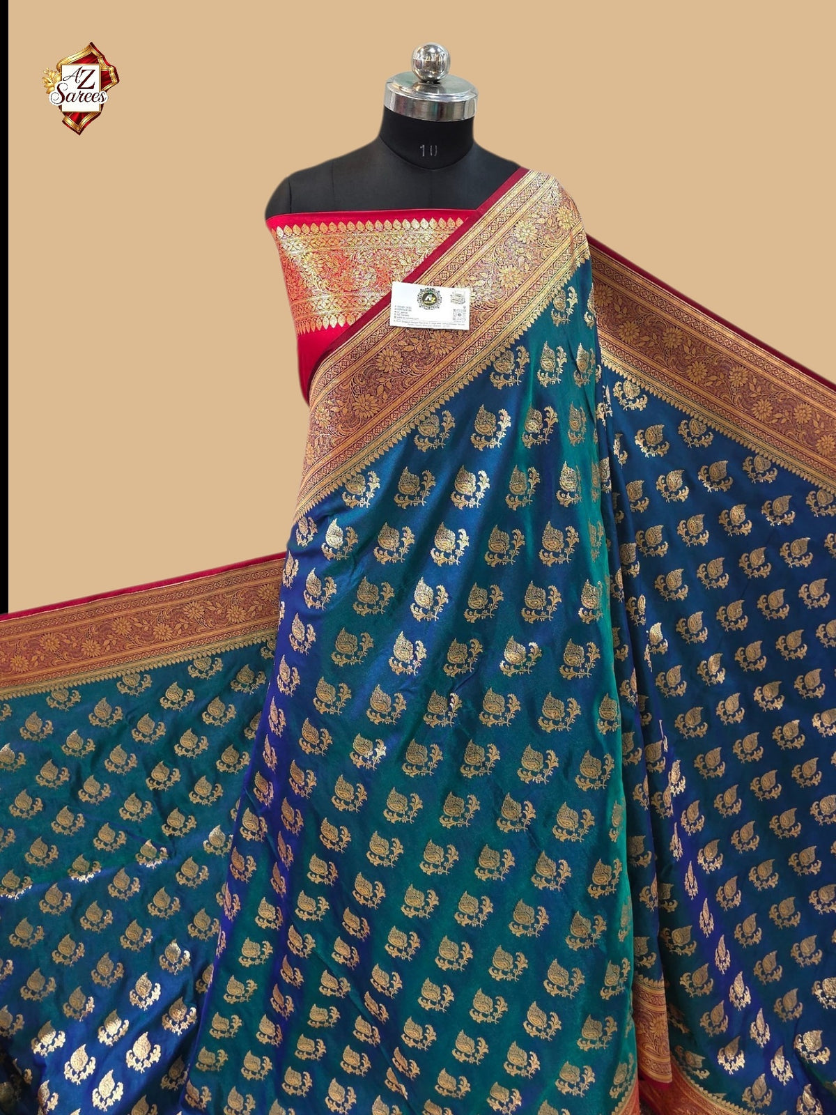 Teal Banarasi Satan Silk