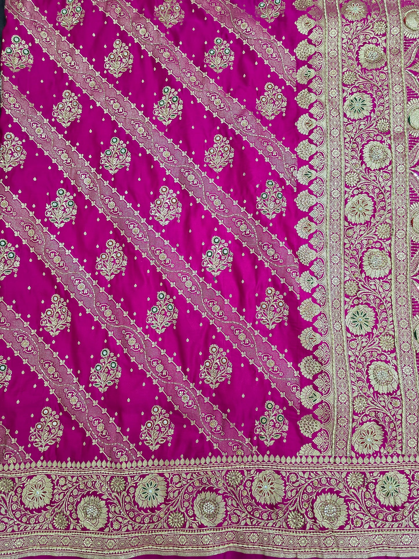 Pink Zardozi Zarkan Banarasi Katan Saree