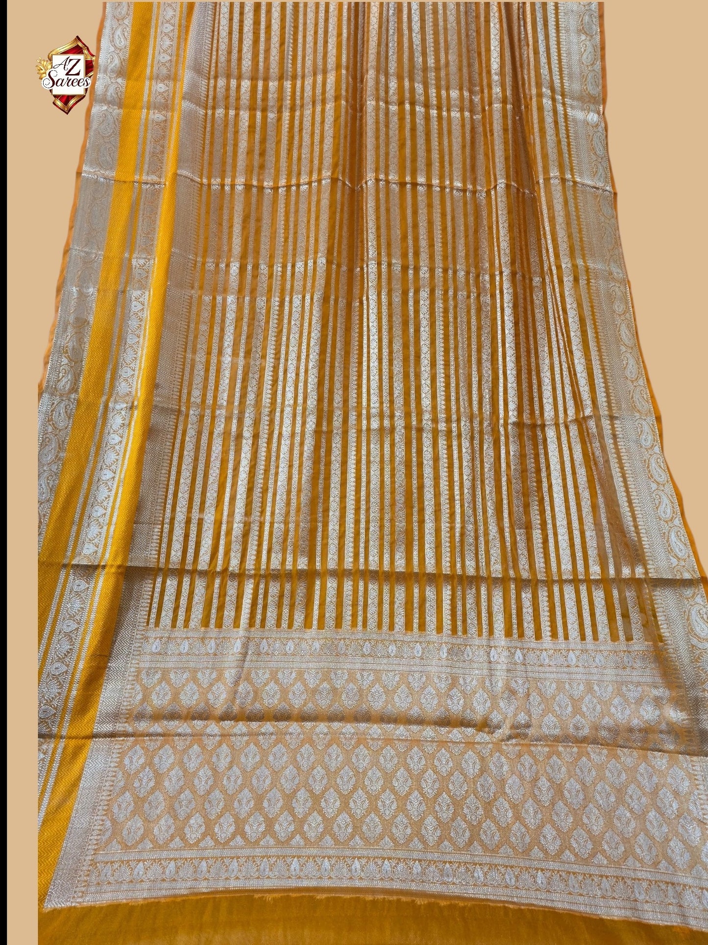 Mustard Banarasi silk saree