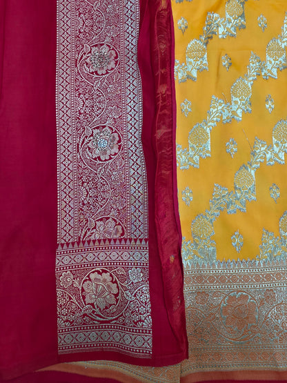 Gold Zarkan Swarovski Banarasi Saree