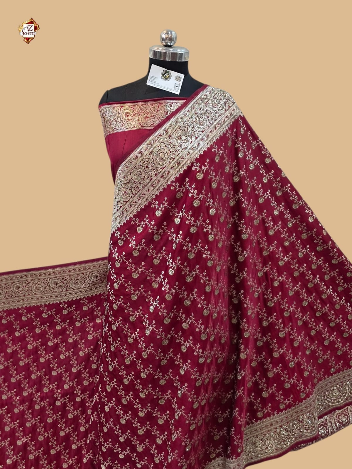 Maroon Banarasi Zarkan Saree