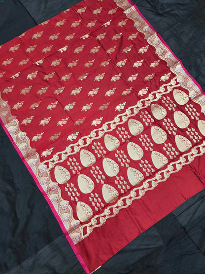 Red Banarasi Katan Saree