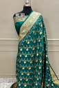 Teal Banarasi katan Saree