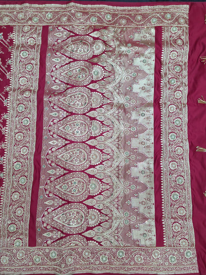 Maroon Zardozi Banarasi Saree