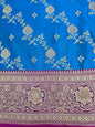 Firozi Blue Zarkan Swarovski Banarasi Saree