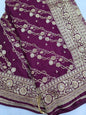 Wine Zarkan Moti Banarasi Silk Saree