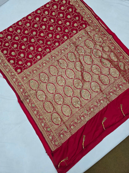 Maroon Zardozi Zarkan Banarasi Saree
