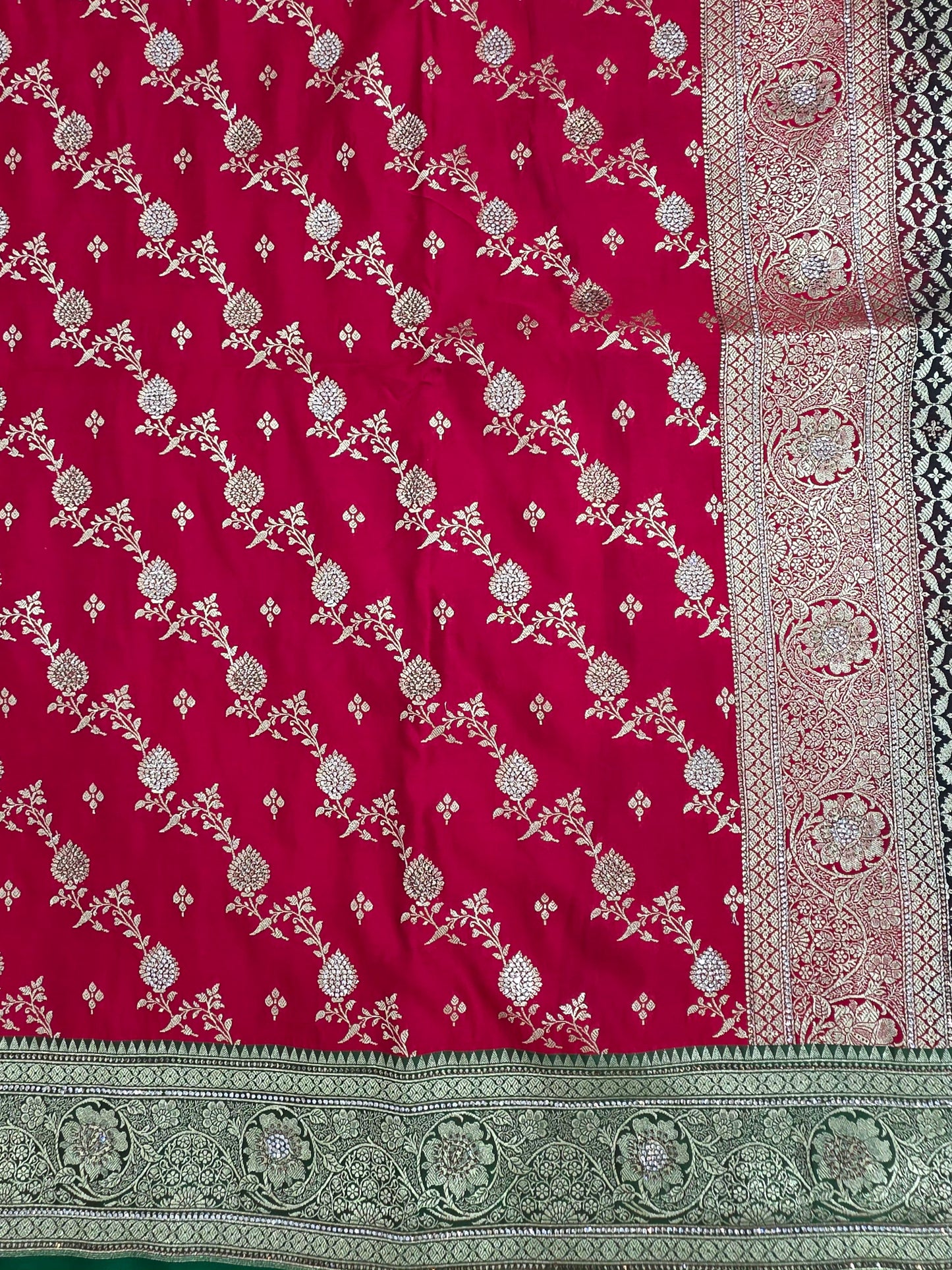 Red Zarkan Swarovski Banarasi Saree