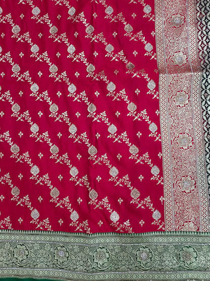 Red Zarkan Swarovski Banarasi Saree