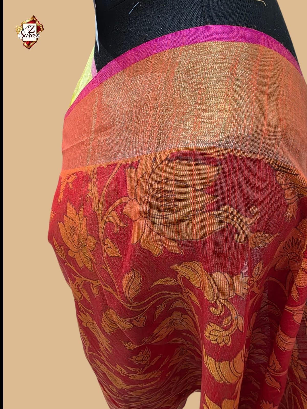 Orange Banarasi Printed Saree