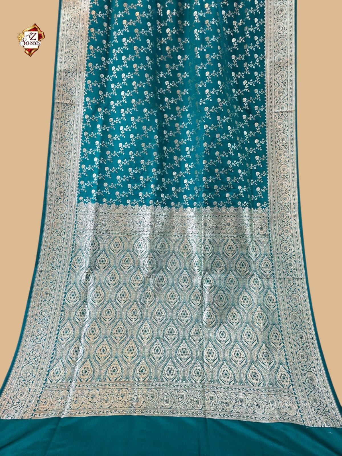 Teal Banarasi Katan Saree