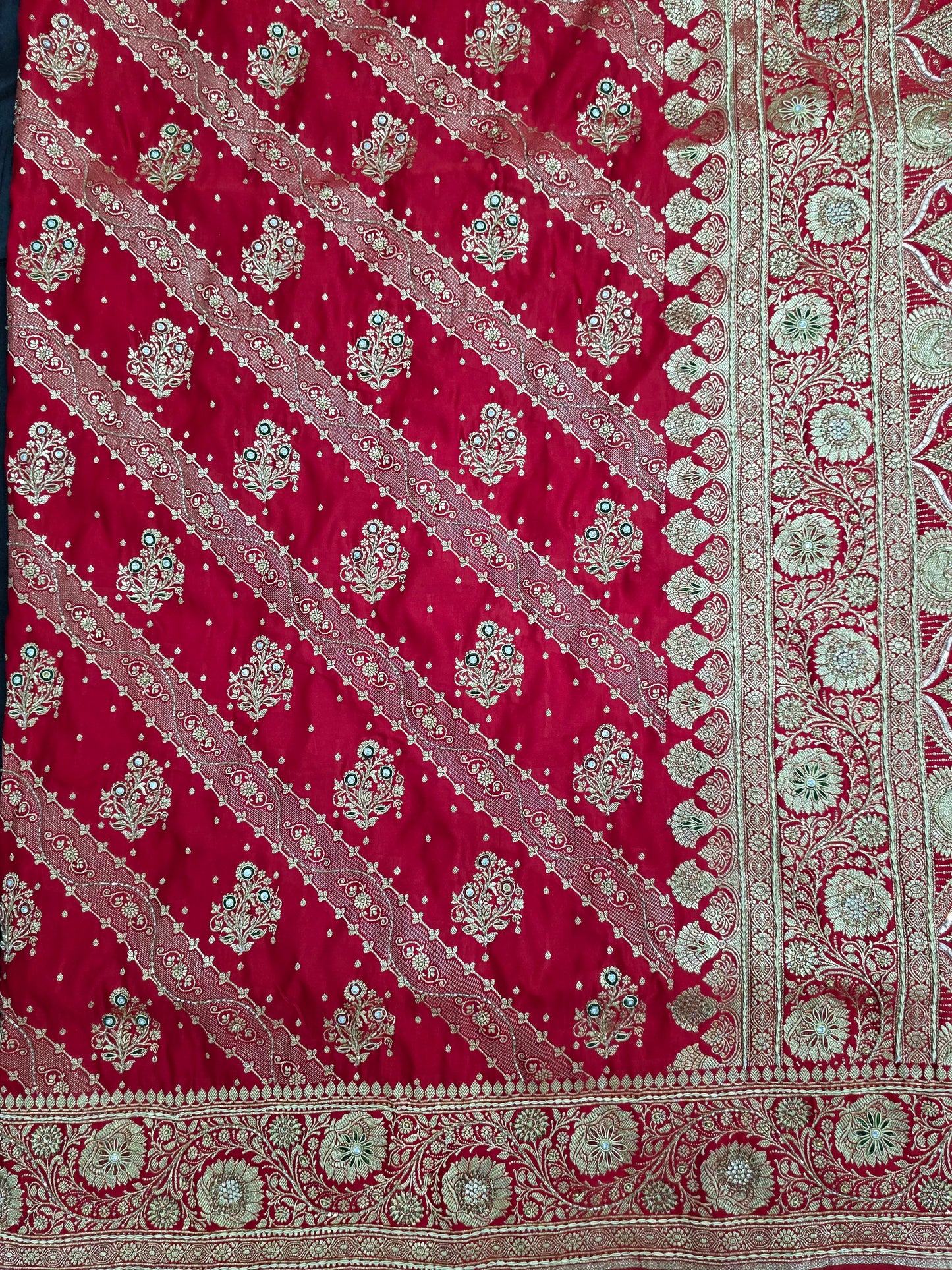 Red Zardozi Zarkan Banarasi Katan Saree