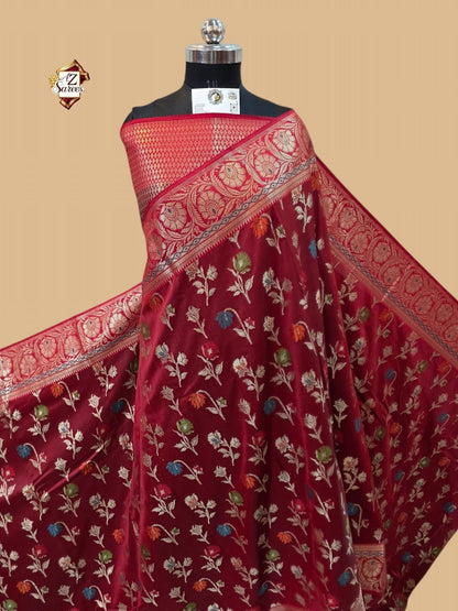 Wine Banarsi Meenakari silk