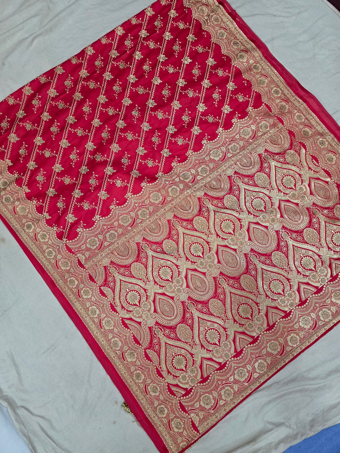 Pink Zarkan Swarovski Banarasi silk Saree