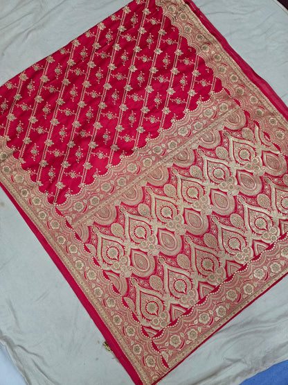 Pink Zarkan Swarovski Banarasi silk Saree