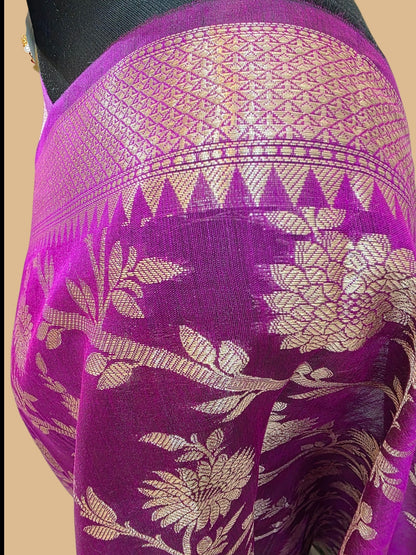 Purple Banarasi Silk Saree
