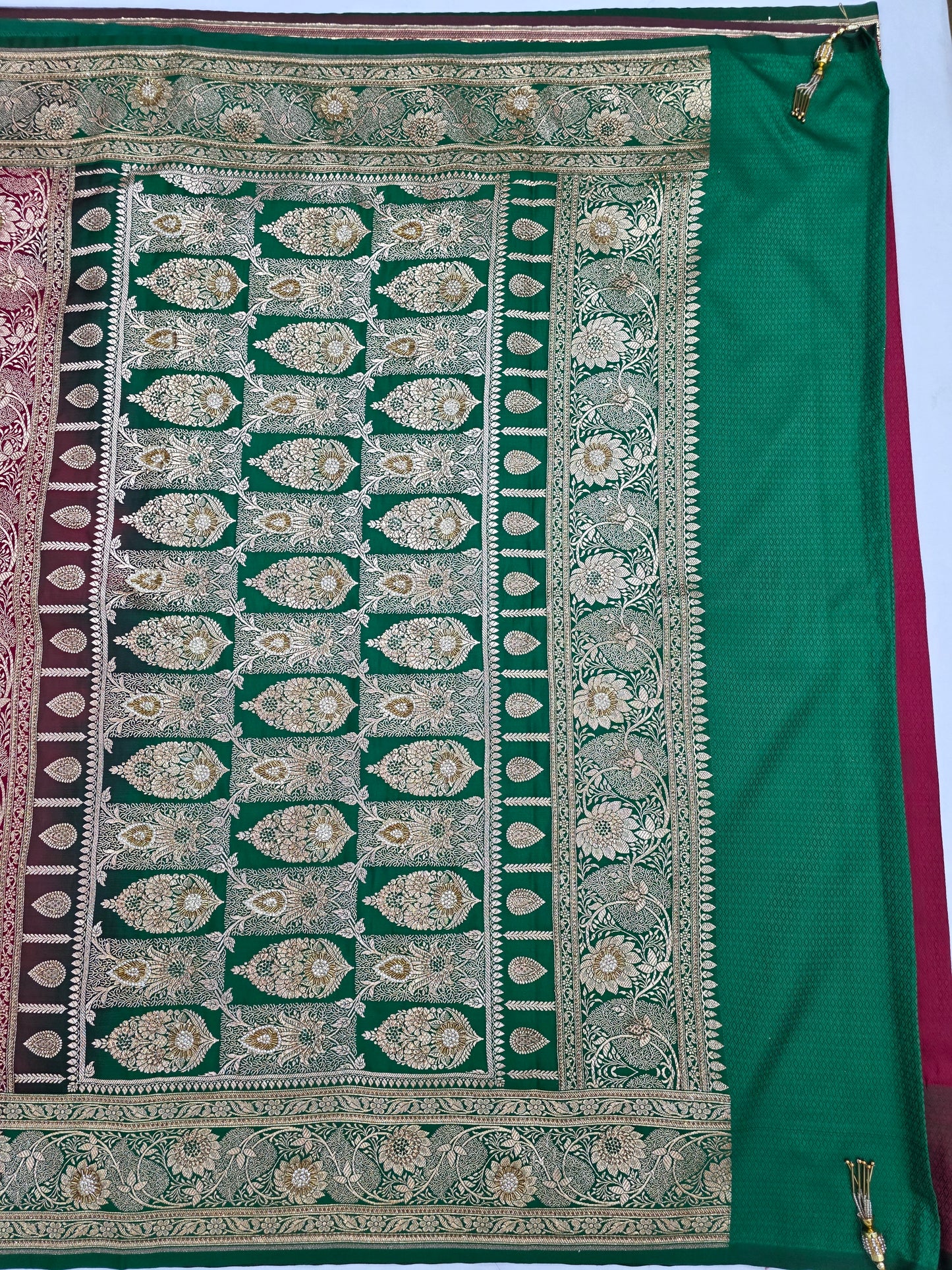 Maroon Zarkan Swarovski Banarasi Saree