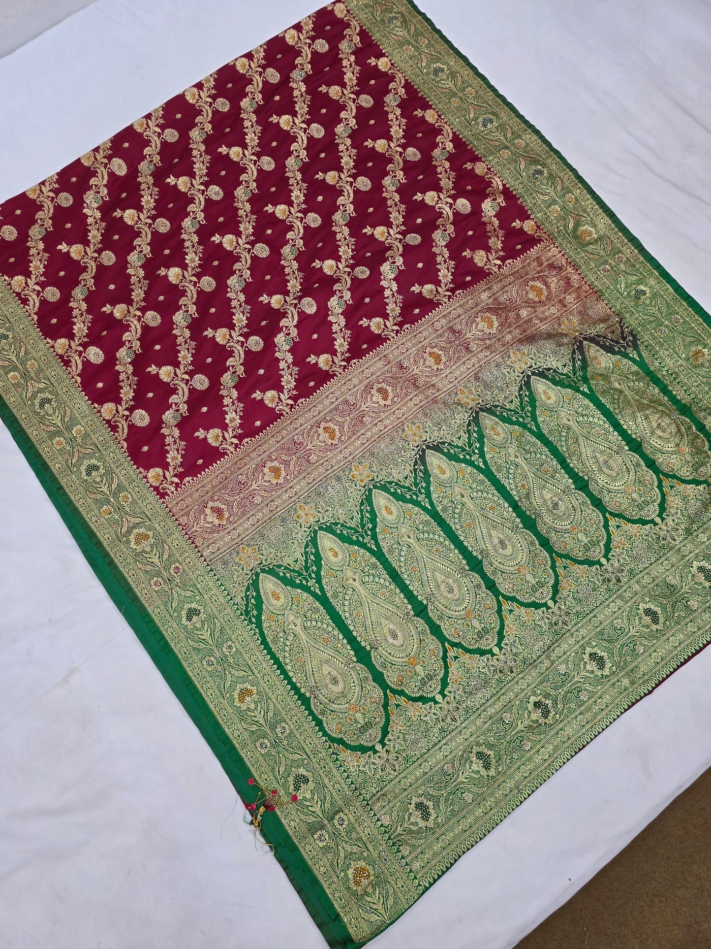 Maroon Cutdana Banarasi Saree