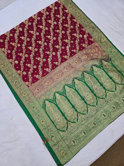 Maroon Cutdana Banarasi Saree