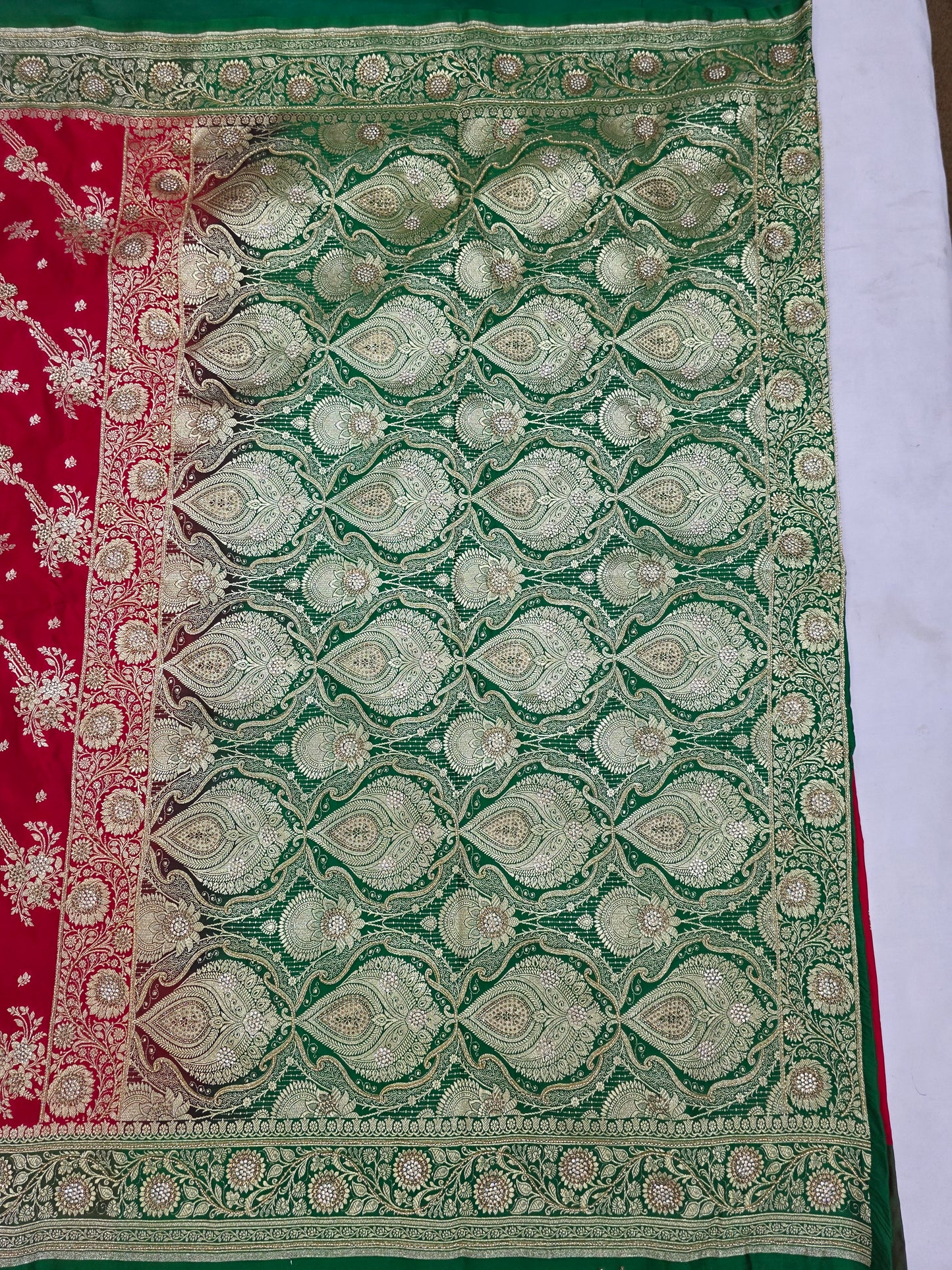 Red Zarkan Moti Banarasi Saree