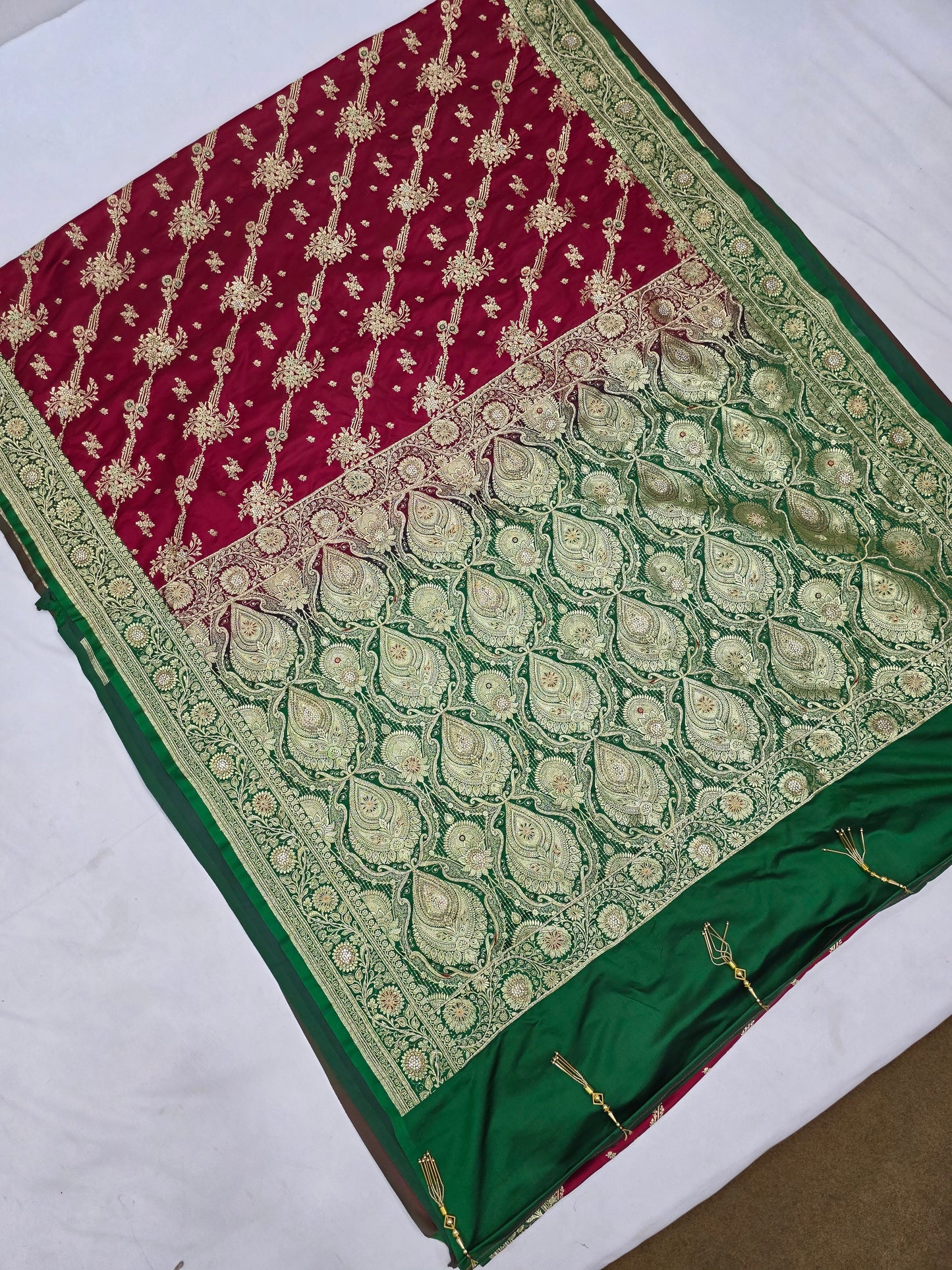 Maroon Zardozi Zarkan Banarasi Saree