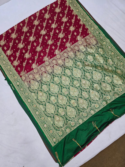 Maroon Zardozi Zarkan Banarasi Saree