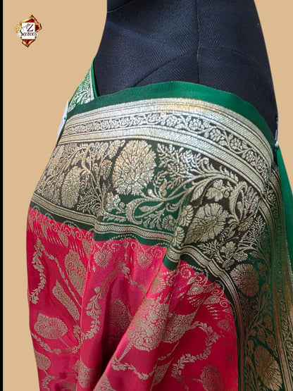 Strawberry Banarasi Katan saree
