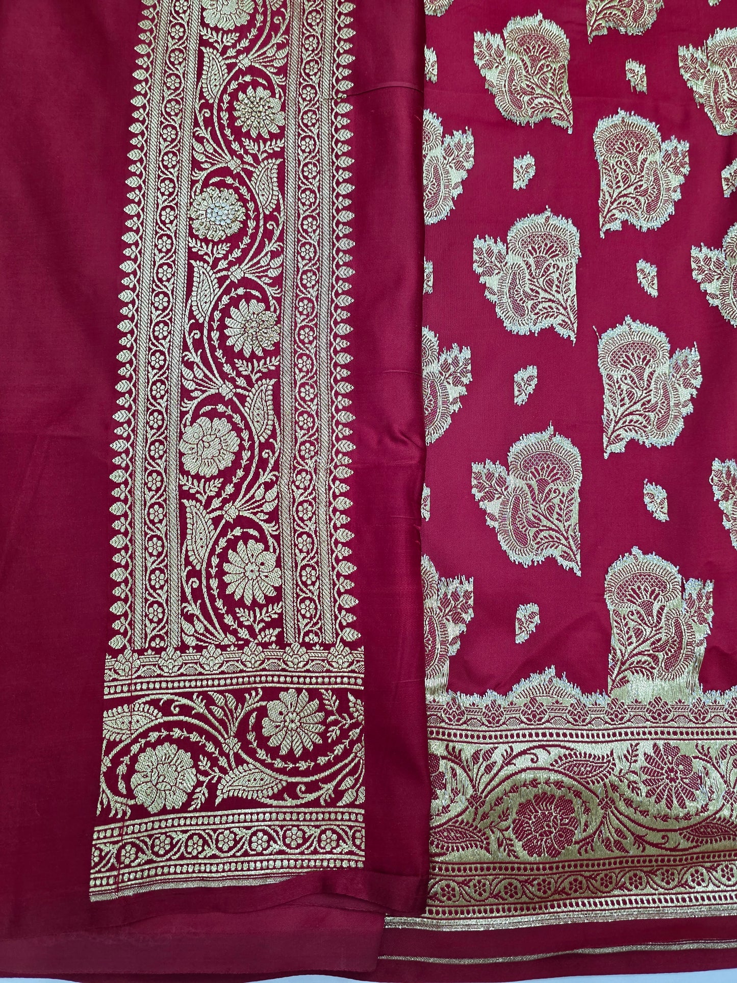 Maroon Zarkan Swarovski Banarasi Saree