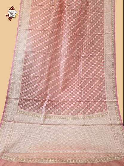 Peach Banarasi Silk Saree