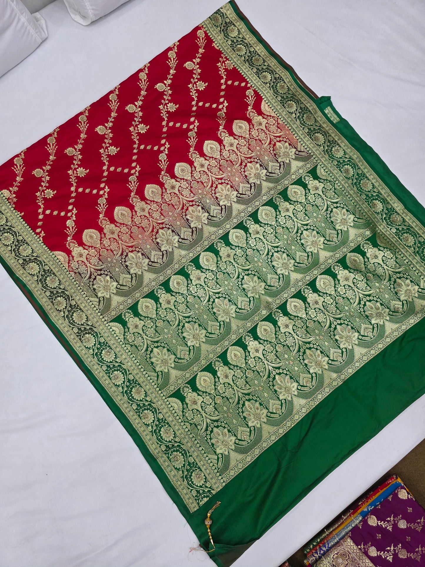 Red Zarkan Swarovski Banarasi Saree