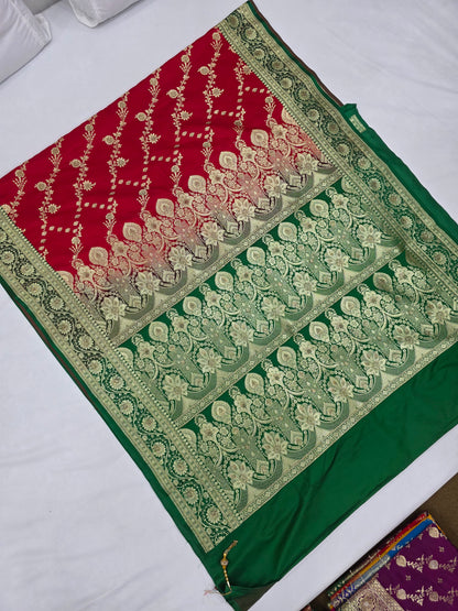 Red Zarkan Swarovski Banarasi Saree