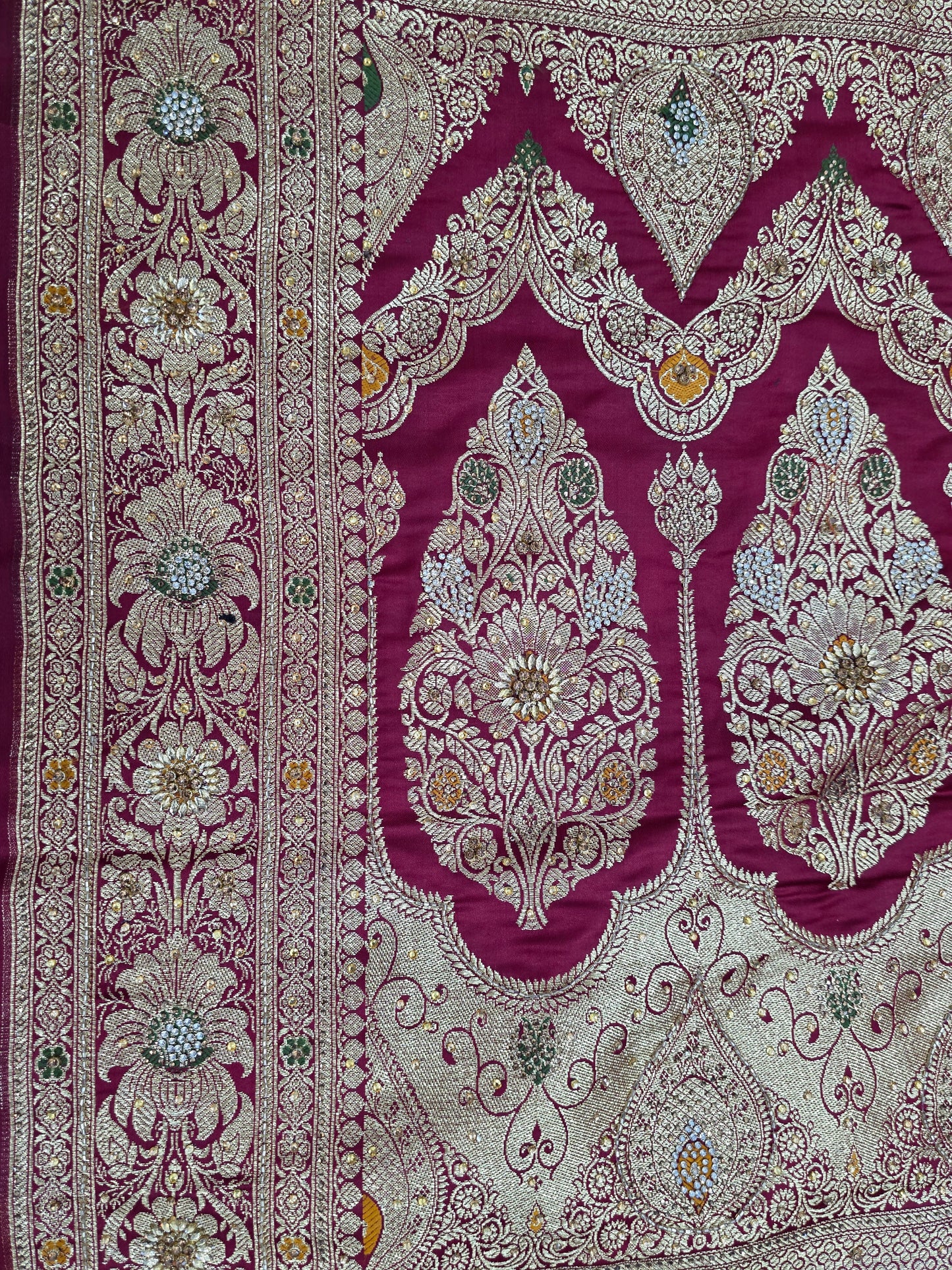 Maroon Cutdana Banarasi Saree