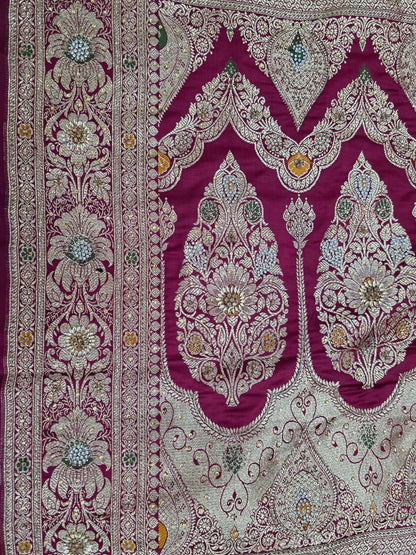 Maroon Cutdana Banarasi Saree