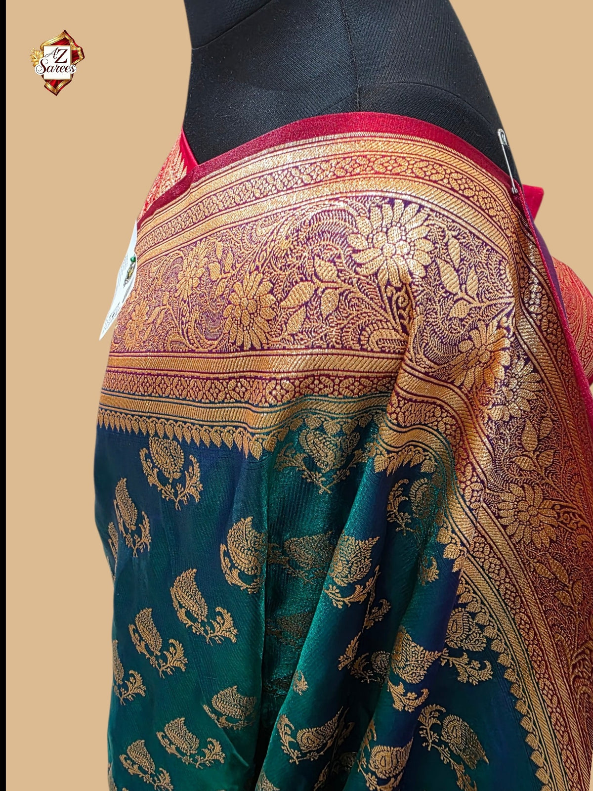 Teal Banarasi Satan Silk